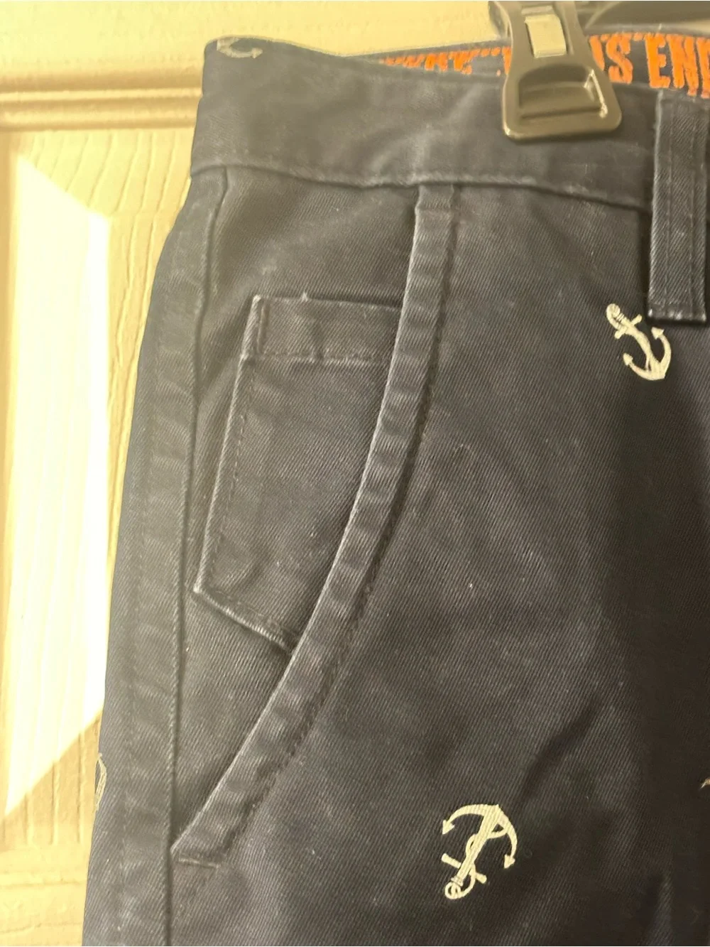 Levi's Navy Chinos with White Anchor Embroidery